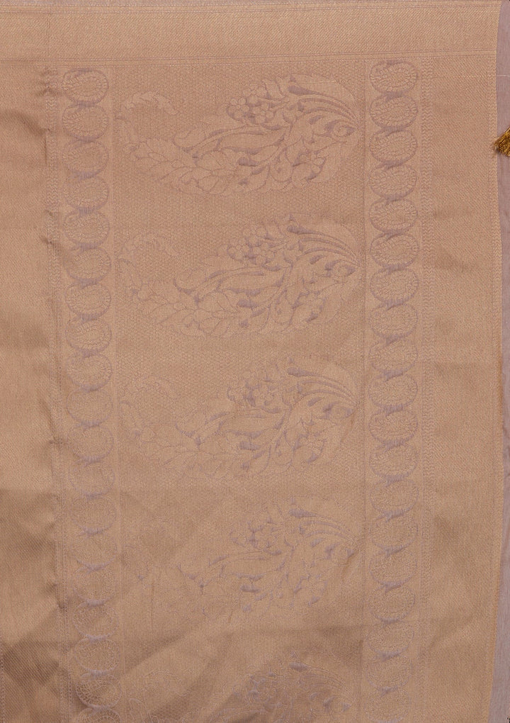 Peach Zariwork Art Silk Saree-Koskii