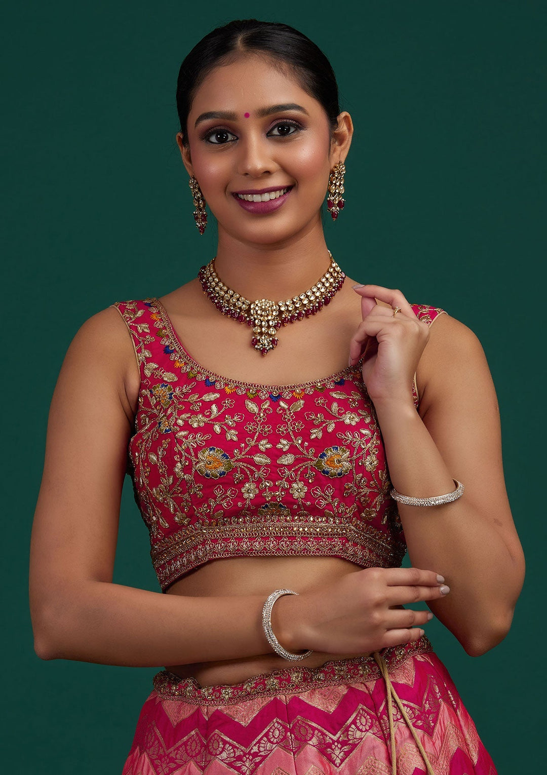 Peach Zariwork Banarasi Designer Semi-Stitched Lehenga - Koskii