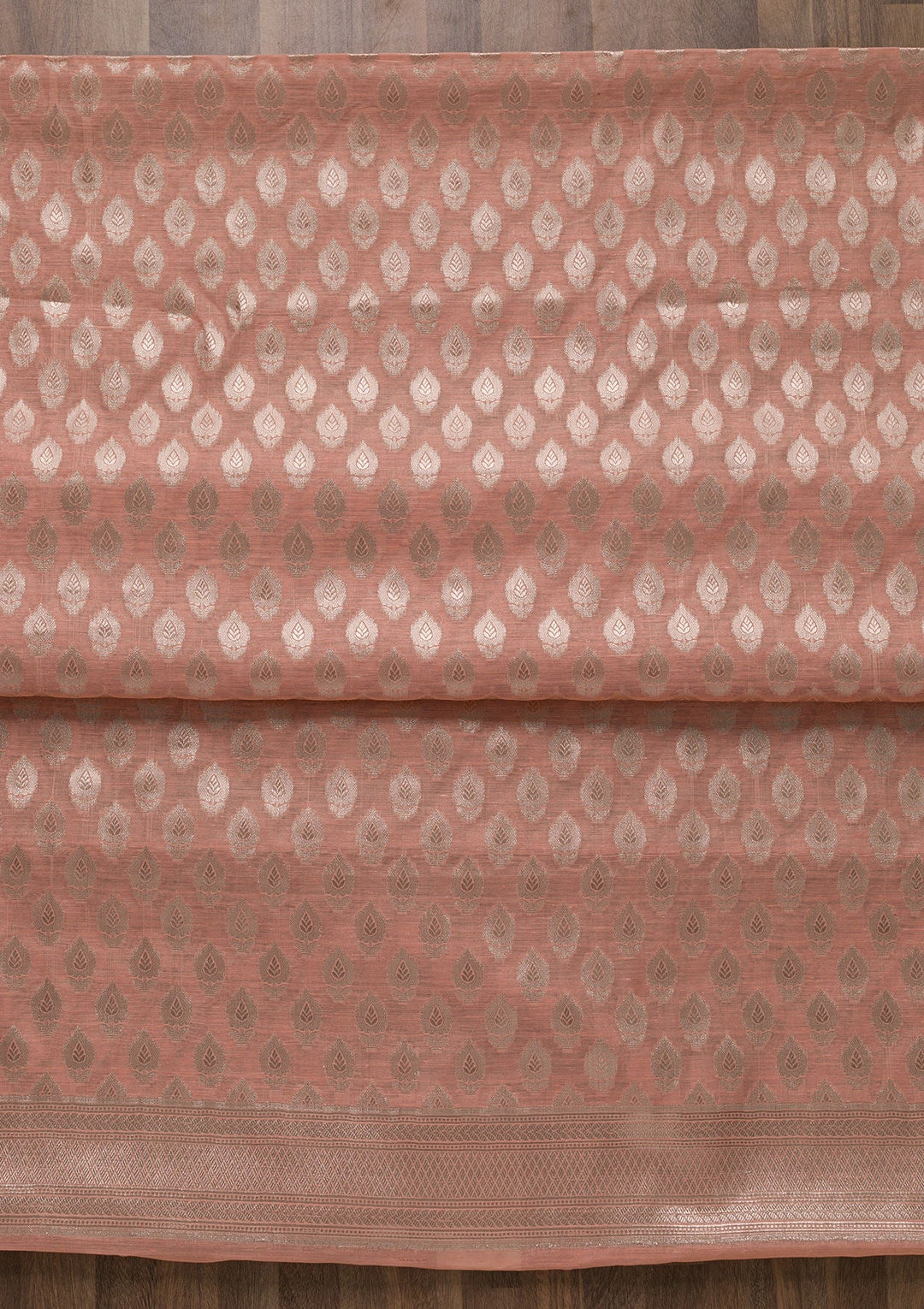 Peach Zariwork Banarasi Unstitched Salwar Suit-Koskii