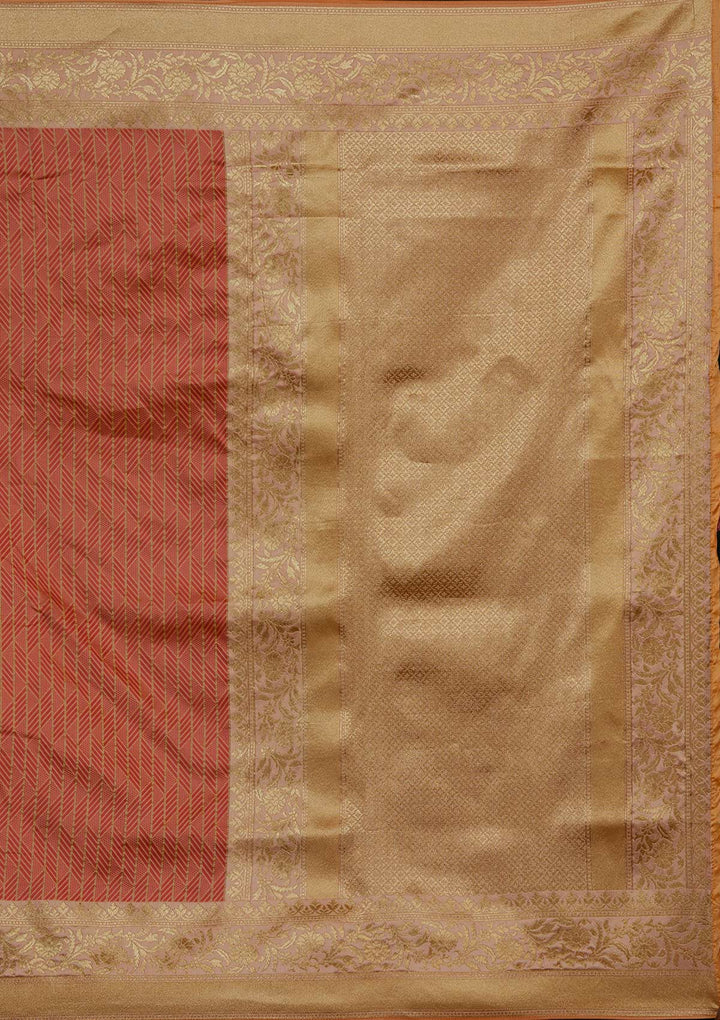 Peach Zariwork Banarasi Designer Saree - Koskii