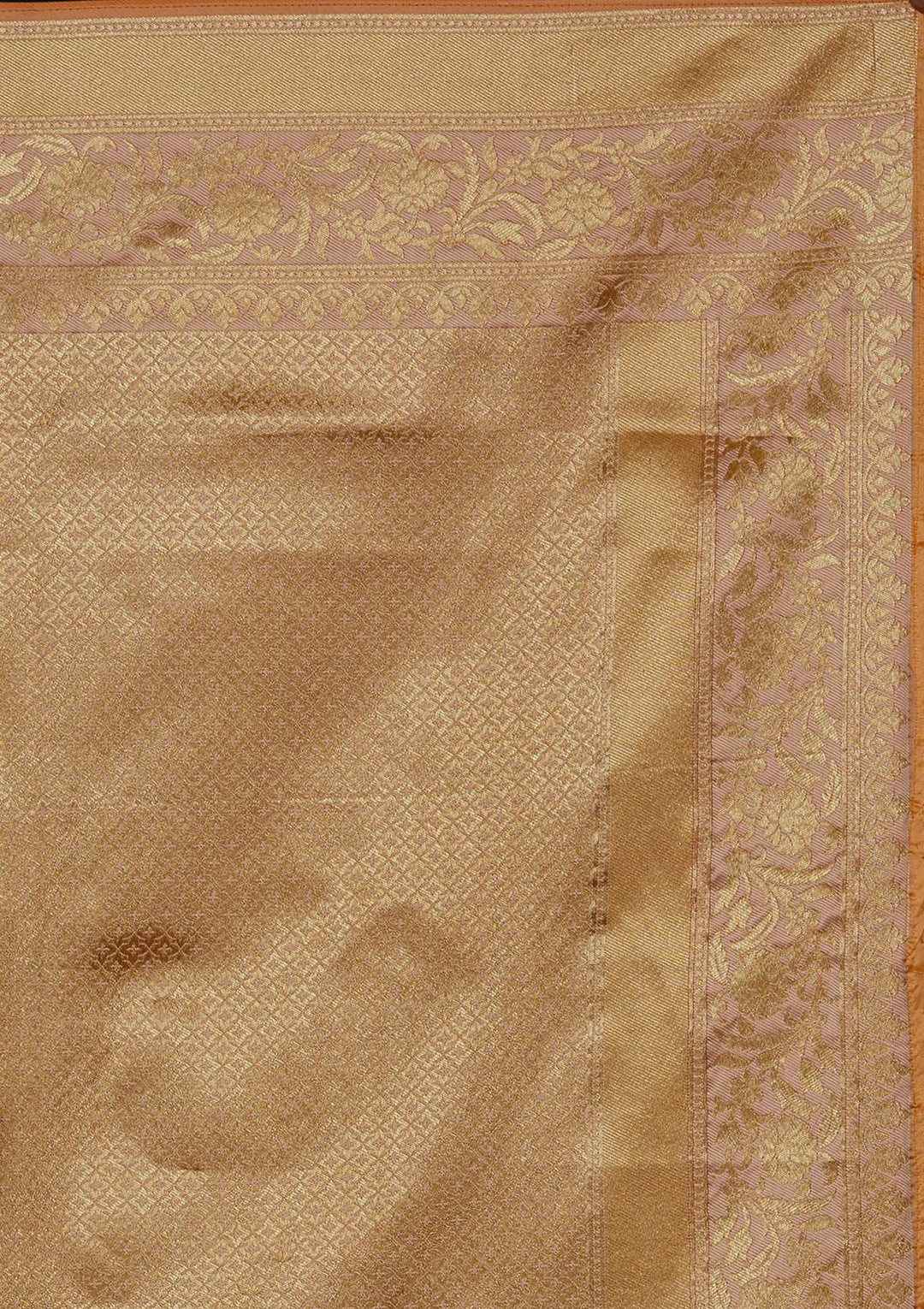 Peach Zariwork Banarasi Designer Saree - Koskii