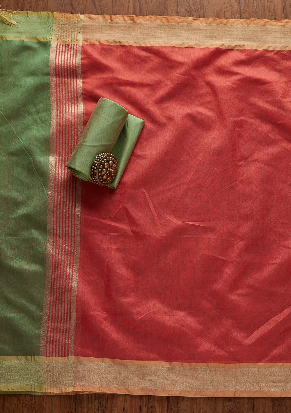 Peach Zariwork Brocade Designer Unstitched Salwar Suit - Koskii