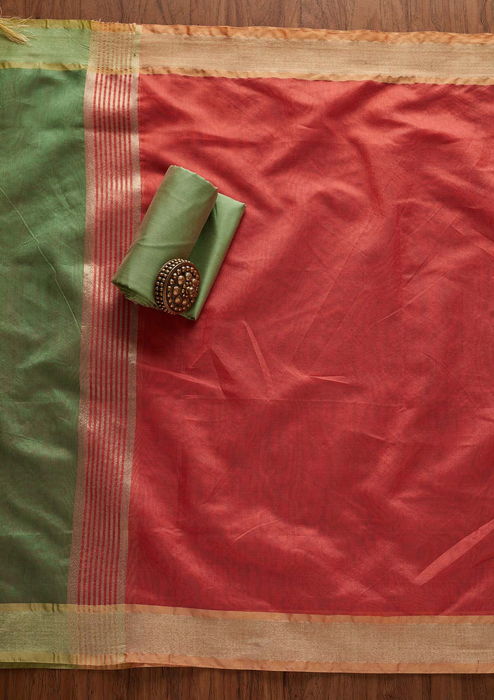 Peach Zariwork Brocade Designer Unstitched Salwar Suit - Koskii