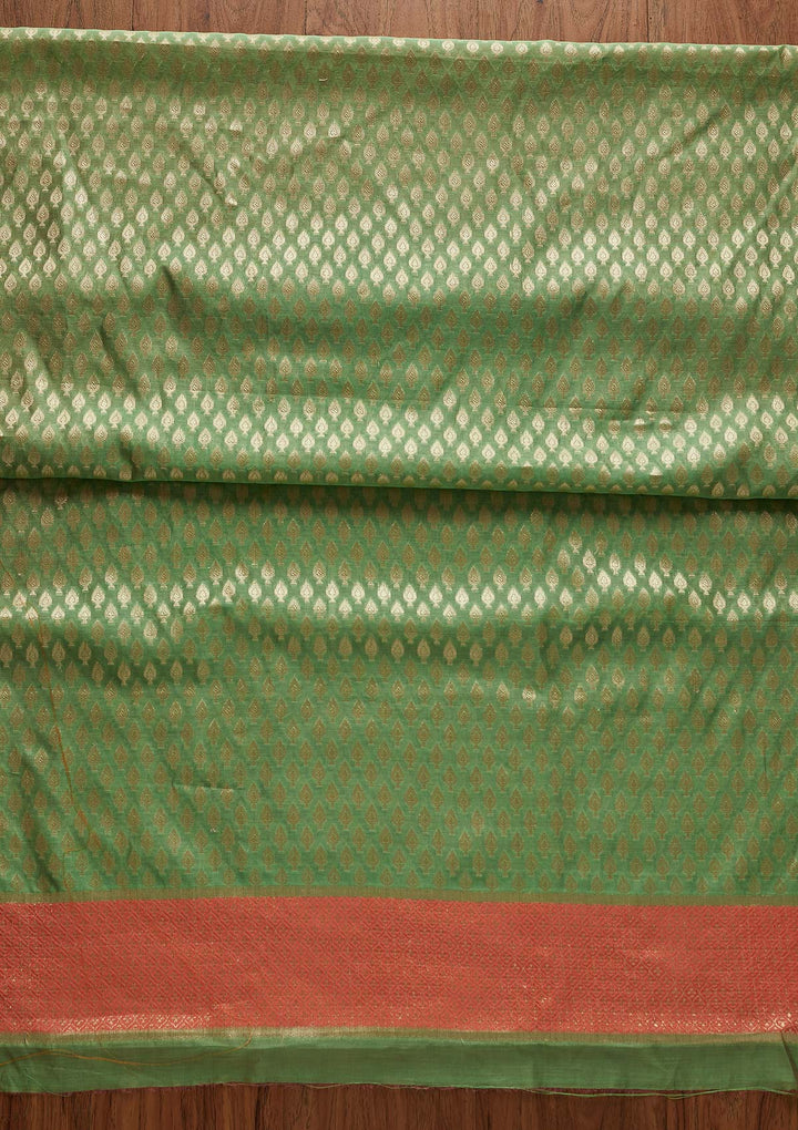 Peach Zariwork Brocade Designer Unstitched Salwar Suit - Koskii