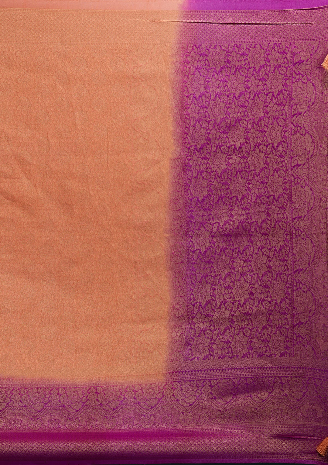 Peach Zariwork Brocade Saree - Koskii