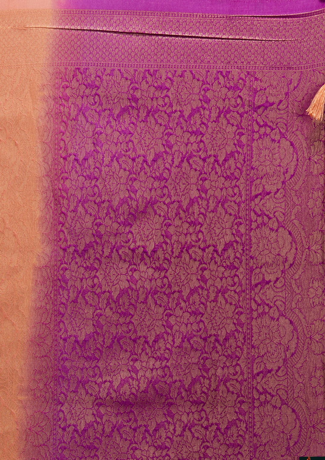 Peach Zariwork Brocade Saree - Koskii