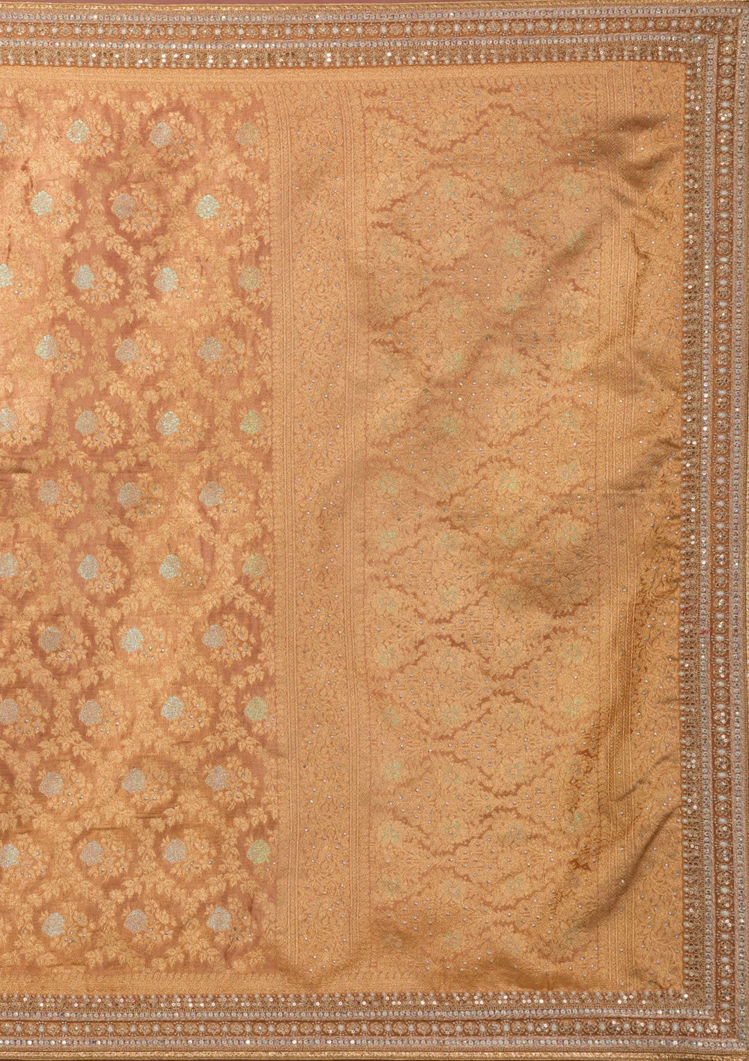 Peach Zariwork Brocade Saree-Koskii