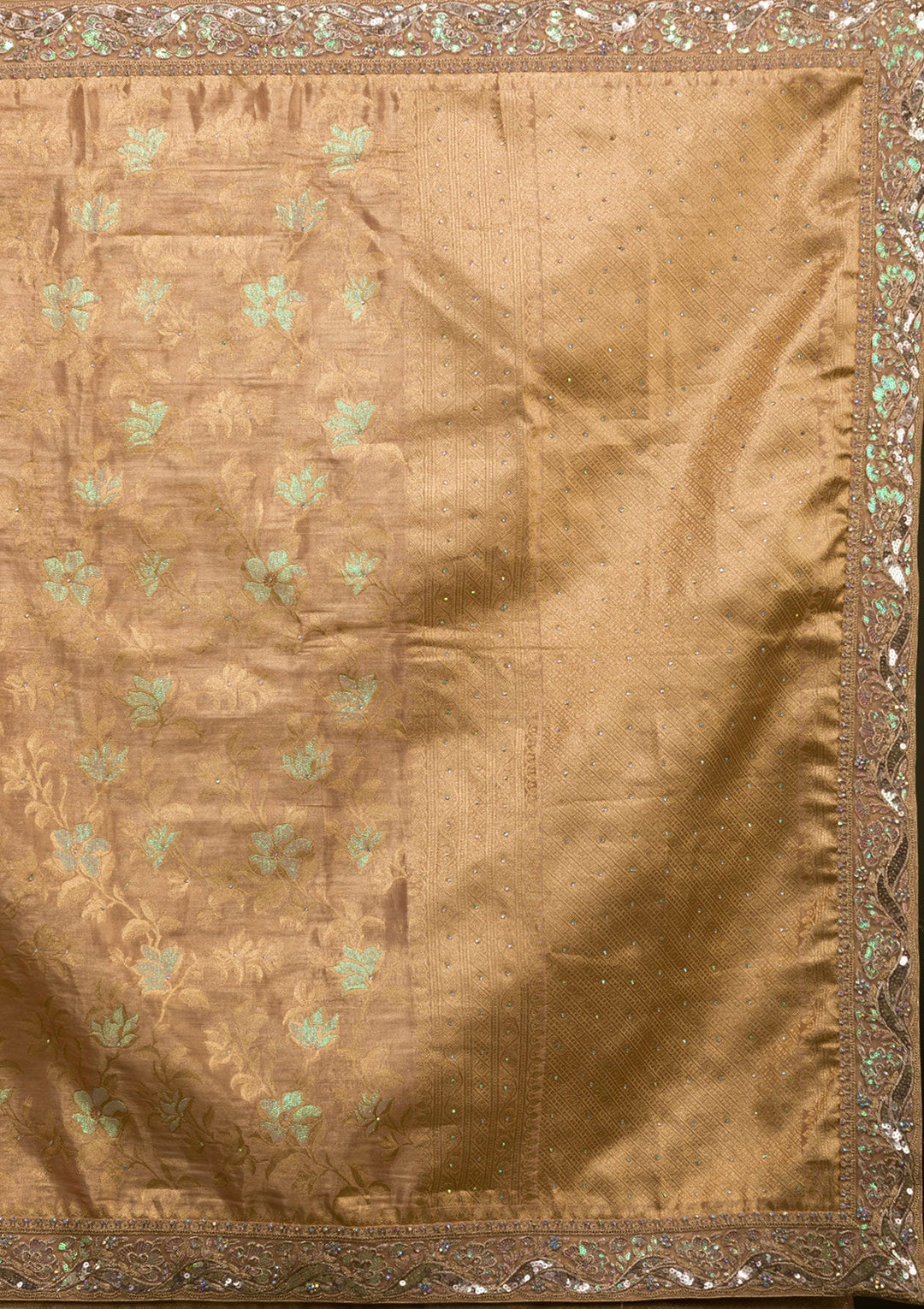 Peach Zariwork Brocade Saree-Koskii