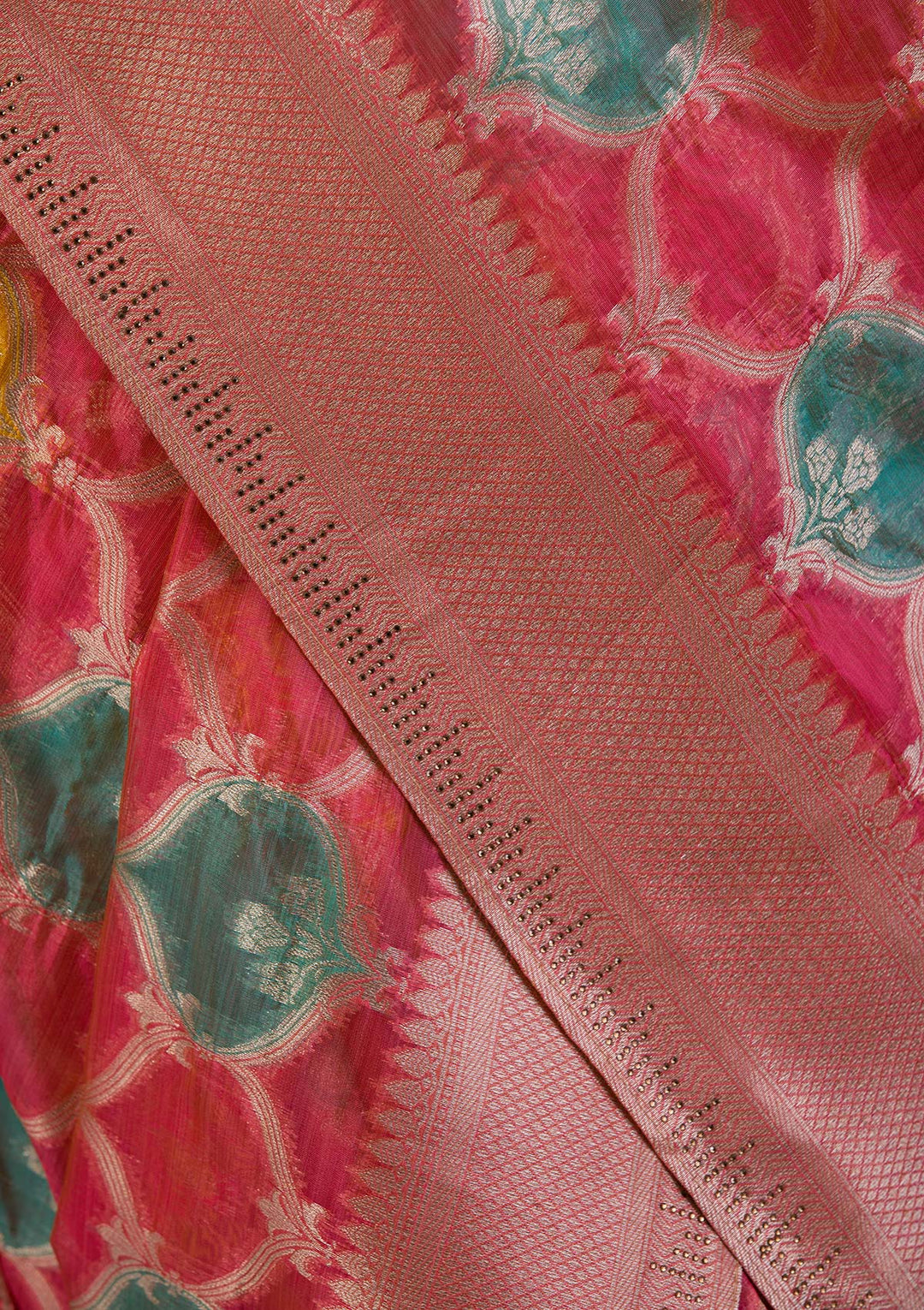 Peach Zariwork Brocade Saree-Koskii