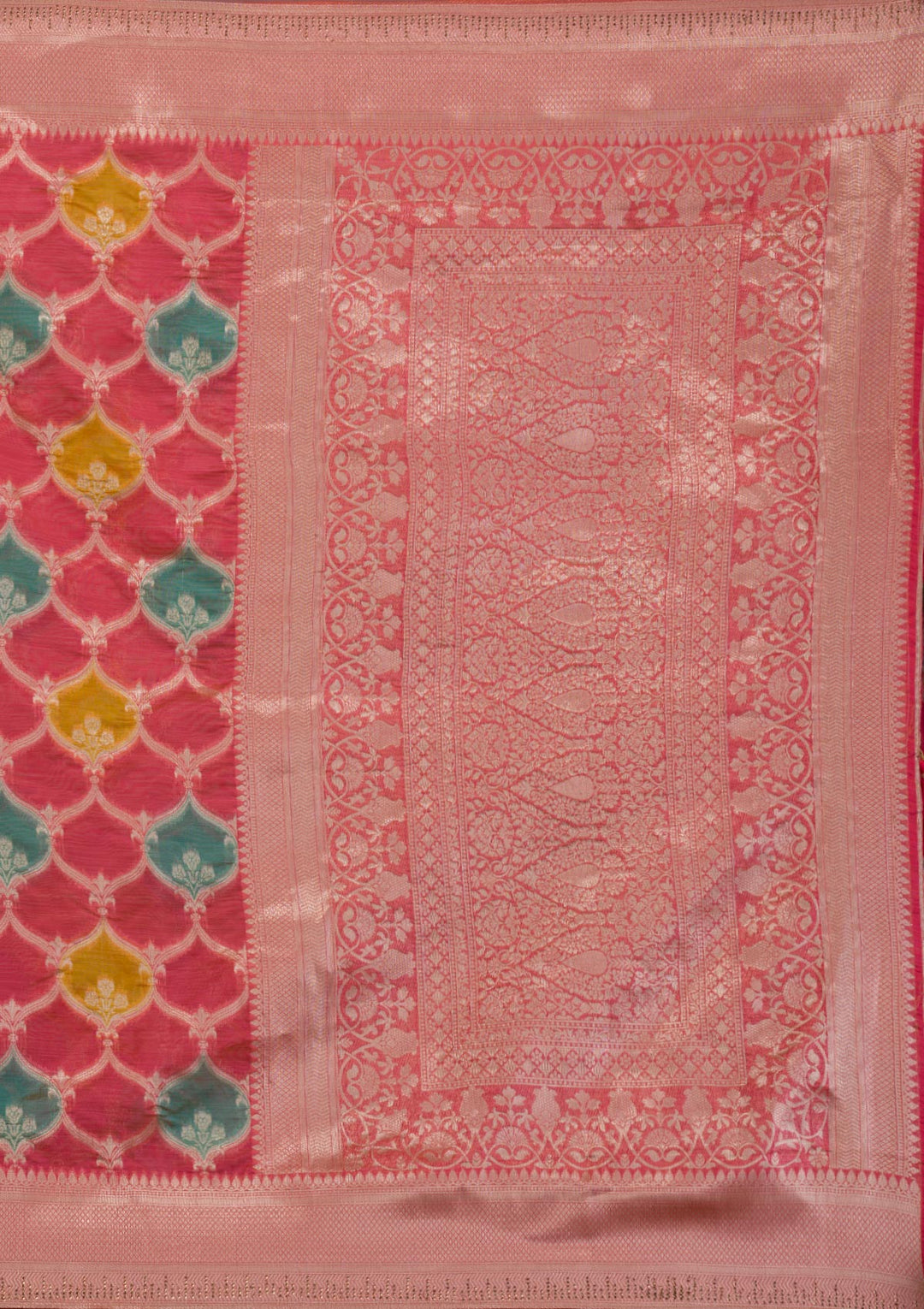 Peach Zariwork Brocade Saree-Koskii
