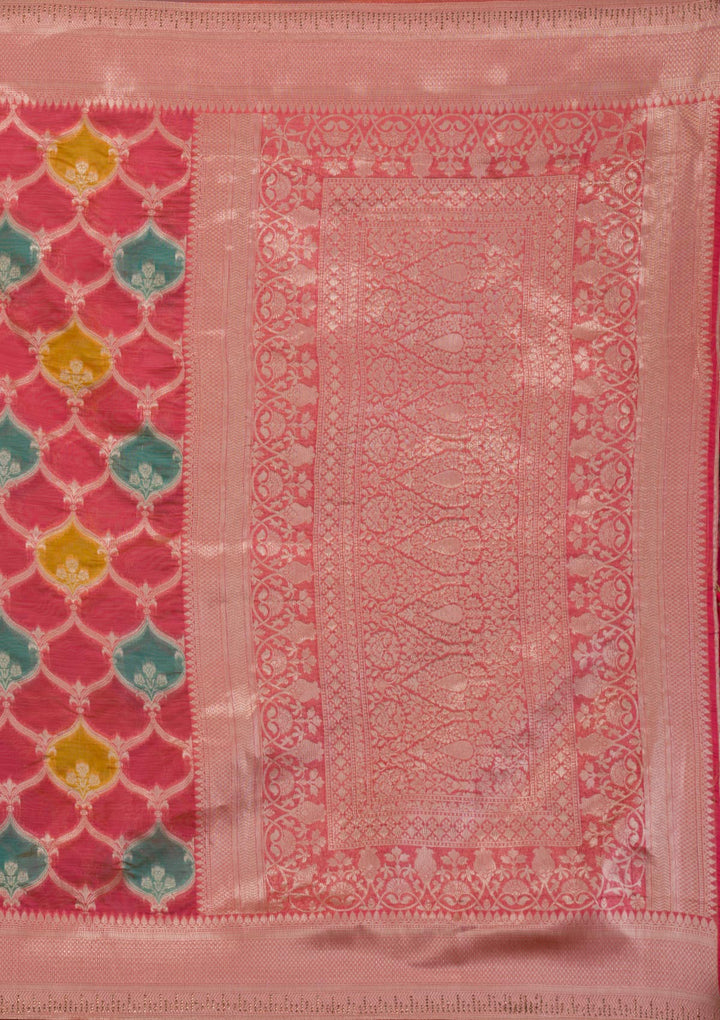 Peach Zariwork Brocade Saree-Koskii