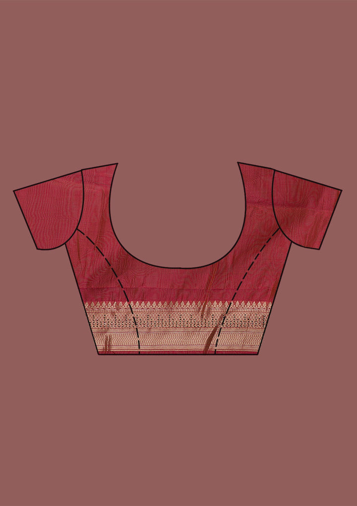 Peach Zariwork Brocade Saree-Koskii