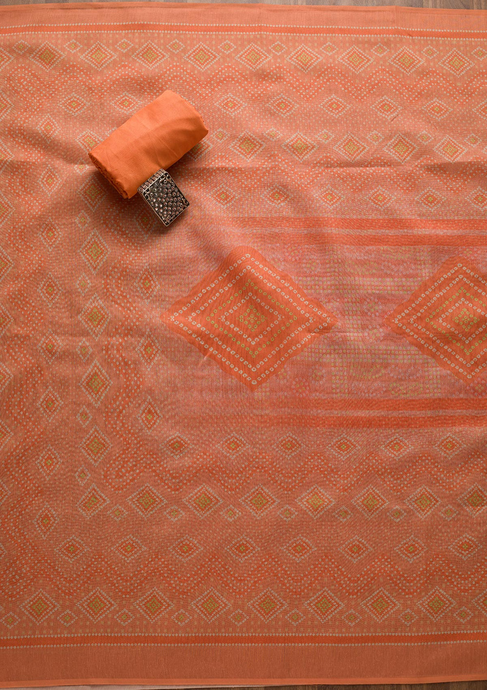 Peach Zariwork Chanderi Unstitched Salwar Suit-Koskii