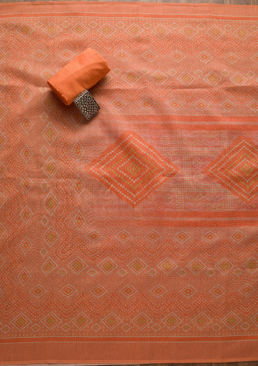 Peach Zariwork Chanderi Unstitched Salwar Suit-Koskii