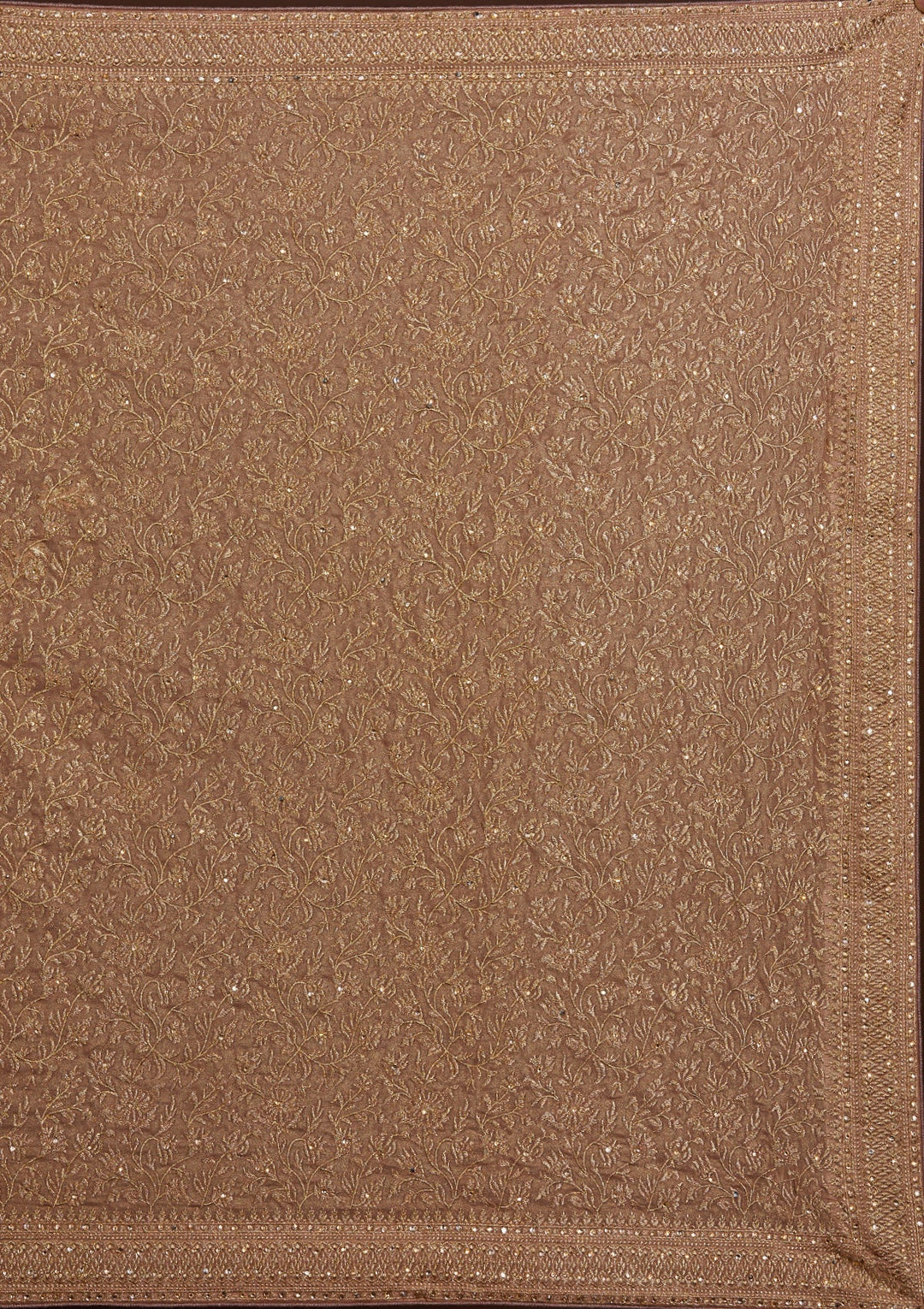 Peach Zariwork Georgette Saree-Koskii