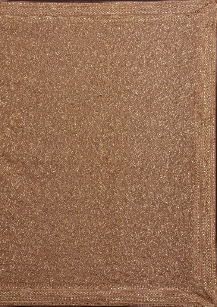 Peach Zariwork Georgette Saree-Koskii