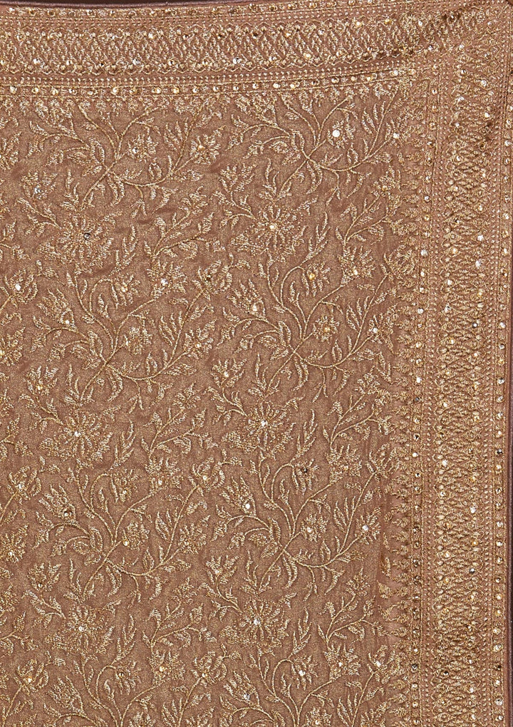 Peach Zariwork Georgette Saree-Koskii