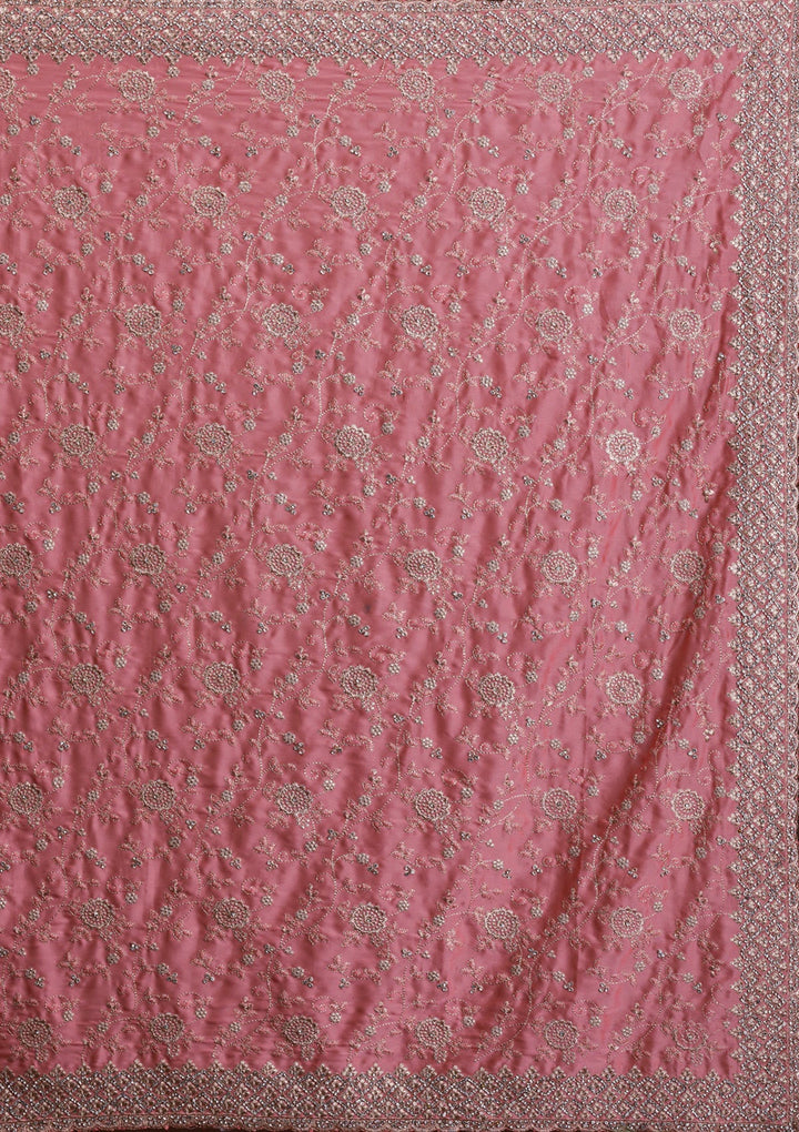 Peach Zariwork Georgette Saree-Koskii