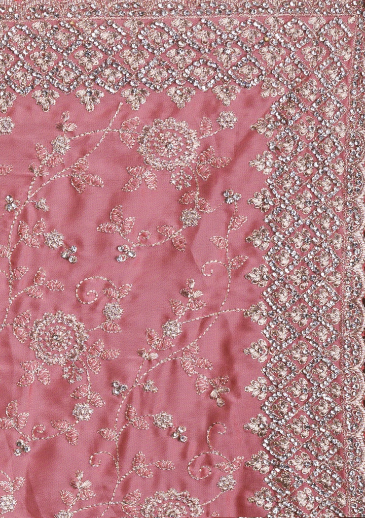 Peach Zariwork Georgette Saree-Koskii