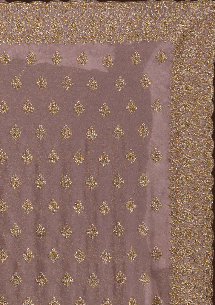 Peach Zariwork Georgette Saree-Koskii