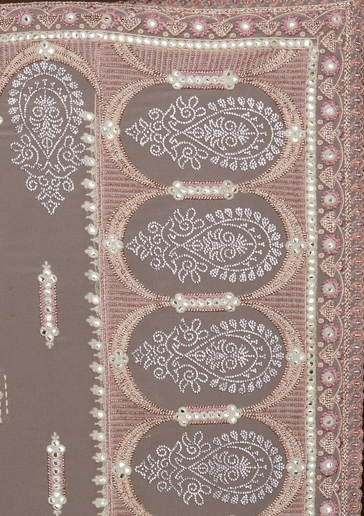 Peach Zariwork Georgette Saree-Koskii