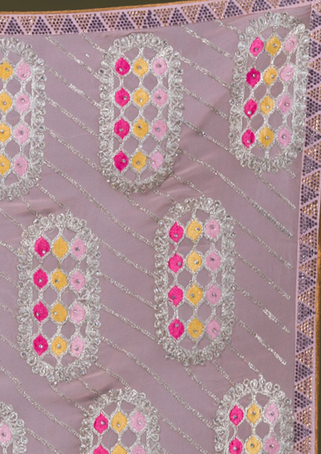 Peach Zariwork Georgette Saree-Koskii