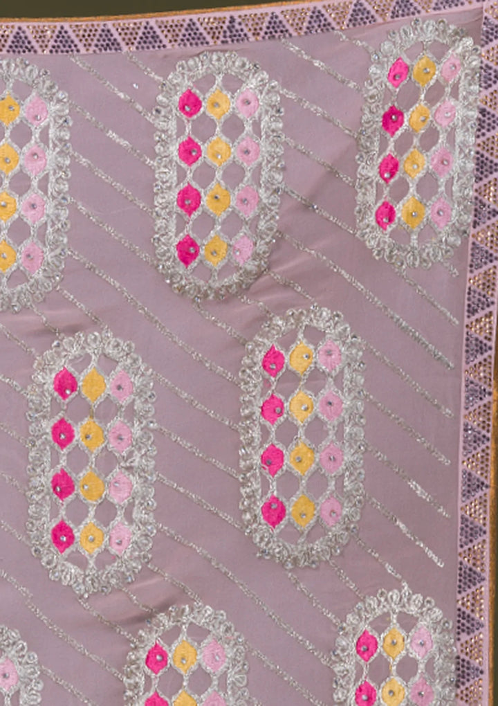 Peach Zariwork Georgette Saree-Koskii
