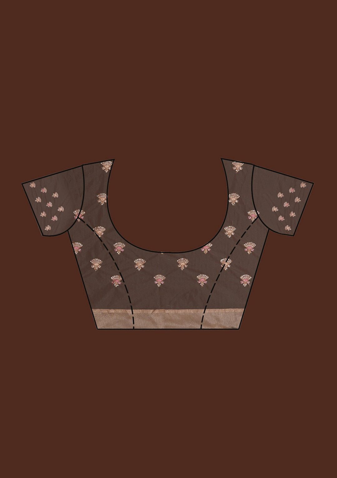 Peach Zariwork Net Saree-Koskii