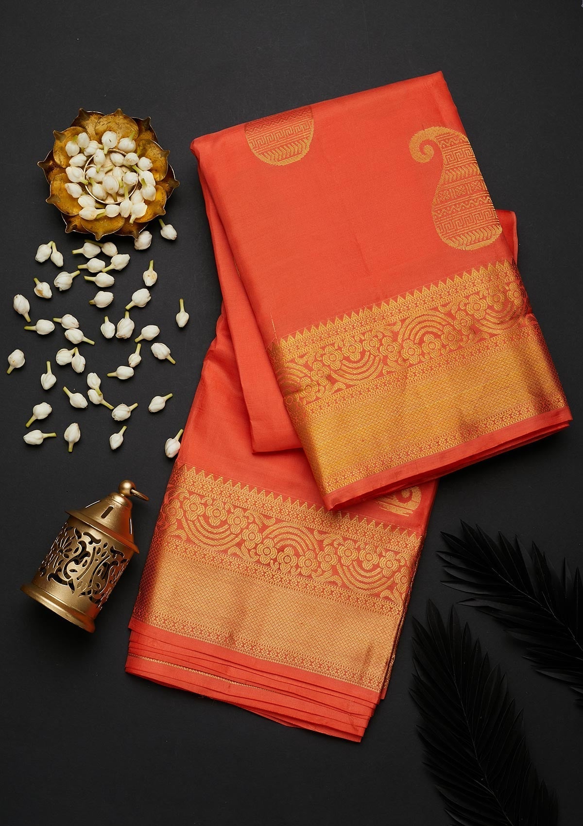 Peach Zariwork Pure Silk Designer Saree - Koskii