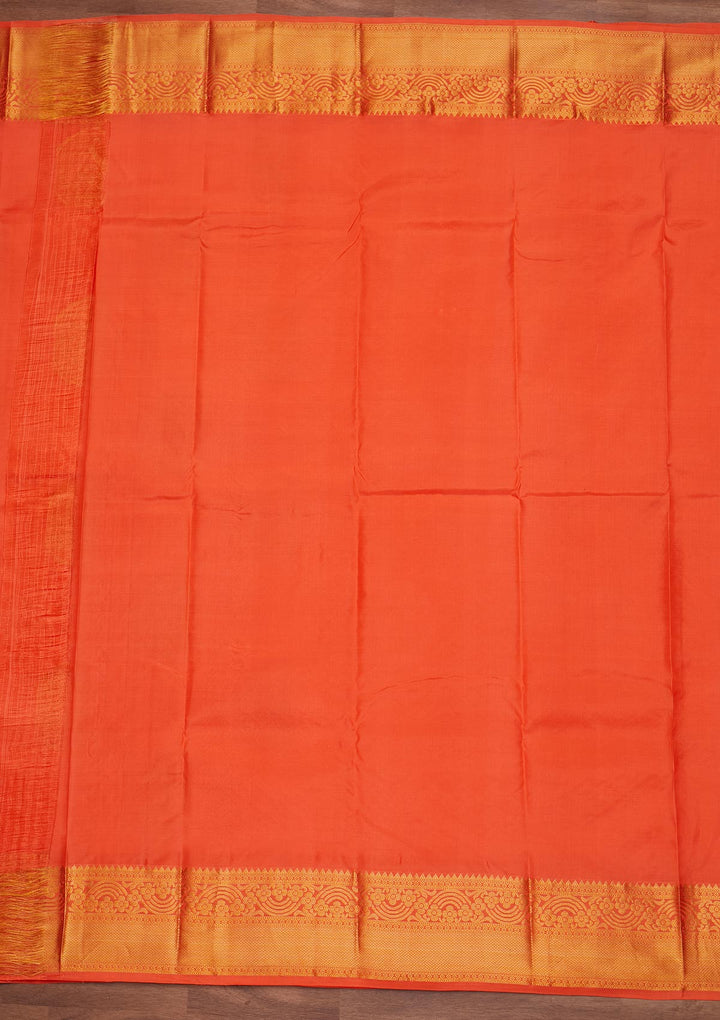 Peach Zariwork Pure Silk Designer Saree - Koskii
