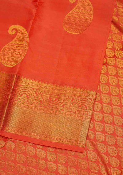 Peach Zariwork Pure Silk Designer Saree - Koskii