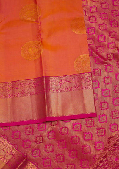 Peach Zariwork Pure Silk Designer Saree - Koskii