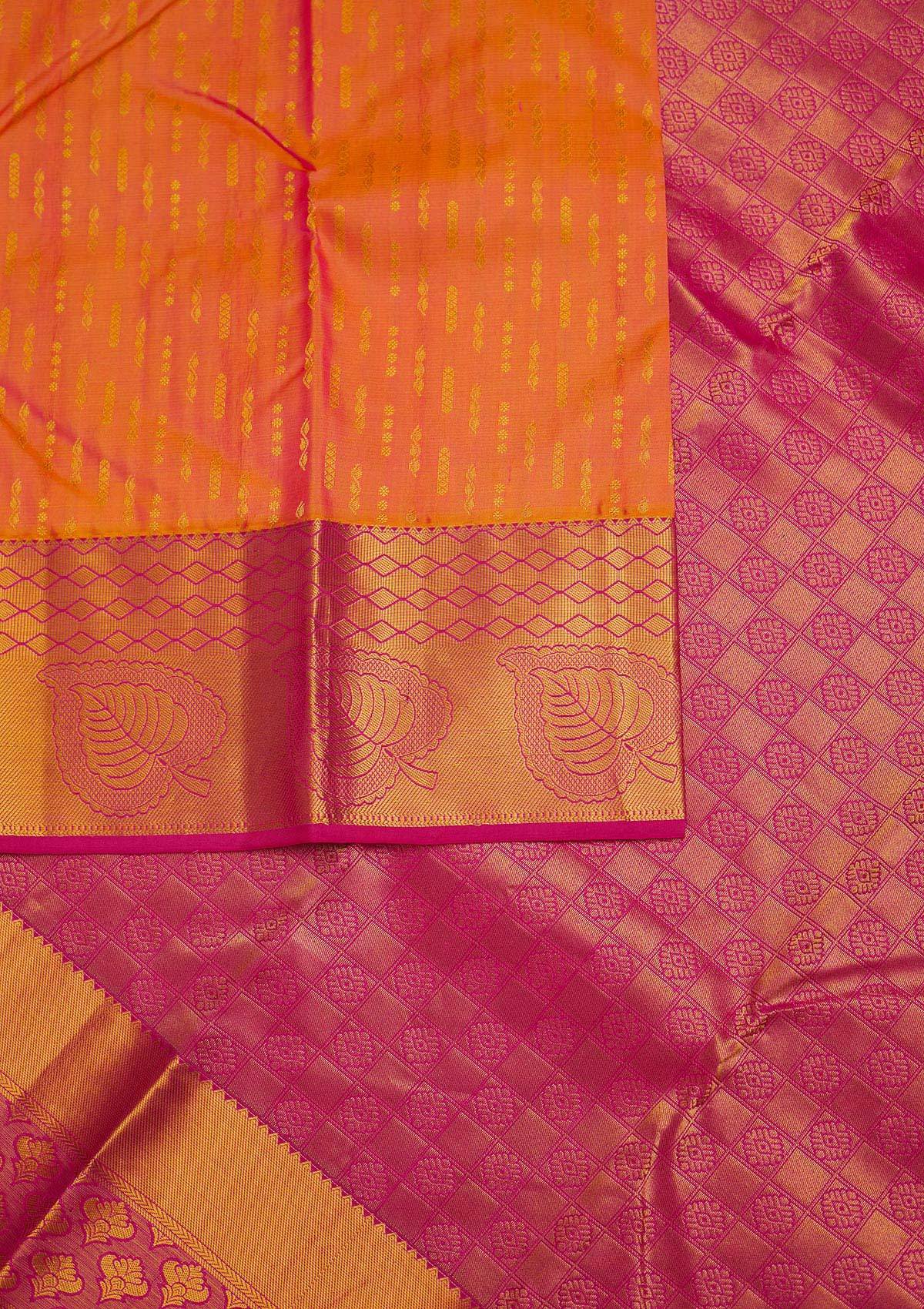 Peach Zariwork Pure Silk Designer Saree - Koskii