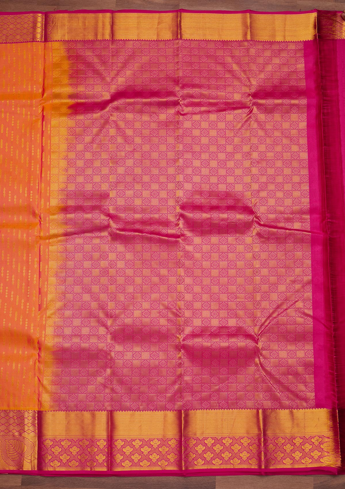 Peach Zariwork Pure Silk Designer Saree - Koskii