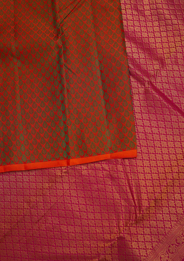 Peach Zariwork Pure Silk Designer Saree - Koskii