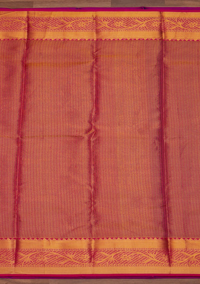 Peach Zariwork Pure Silk Designer Saree - Koskii