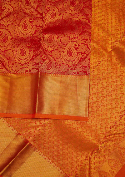 Peach Zariwork Pure Silk Designer Saree - Koskii