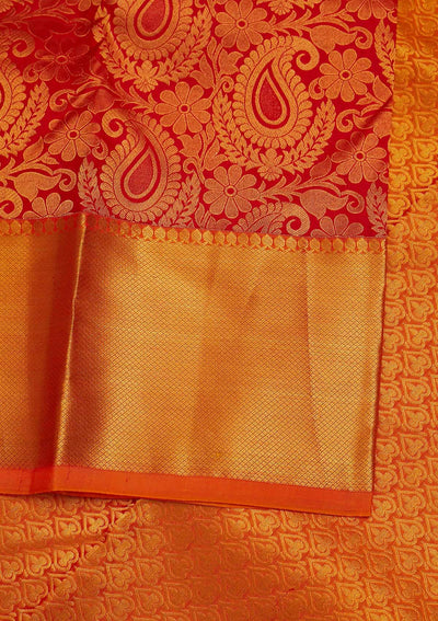 Peach Zariwork Pure Silk Designer Saree - Koskii