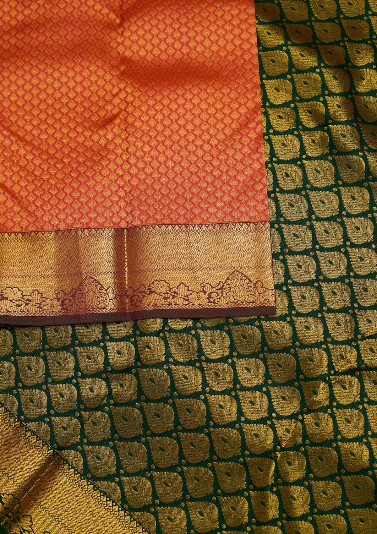 Peach Zariwork Pure Silk Designer Saree - Koskii