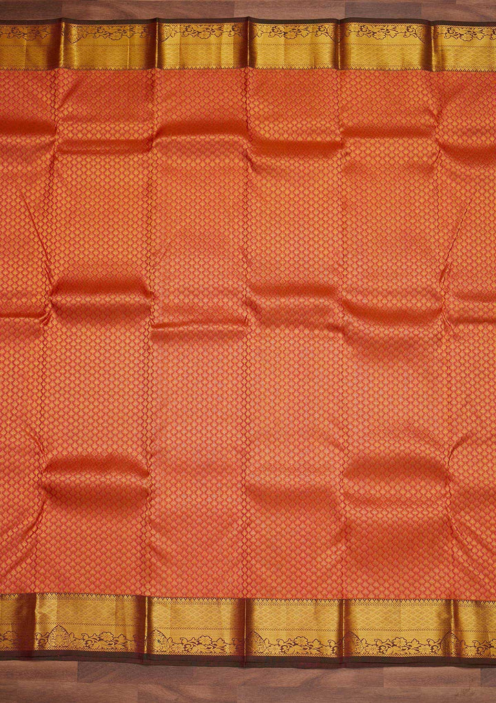 Peach Zariwork Pure Silk Designer Saree - Koskii
