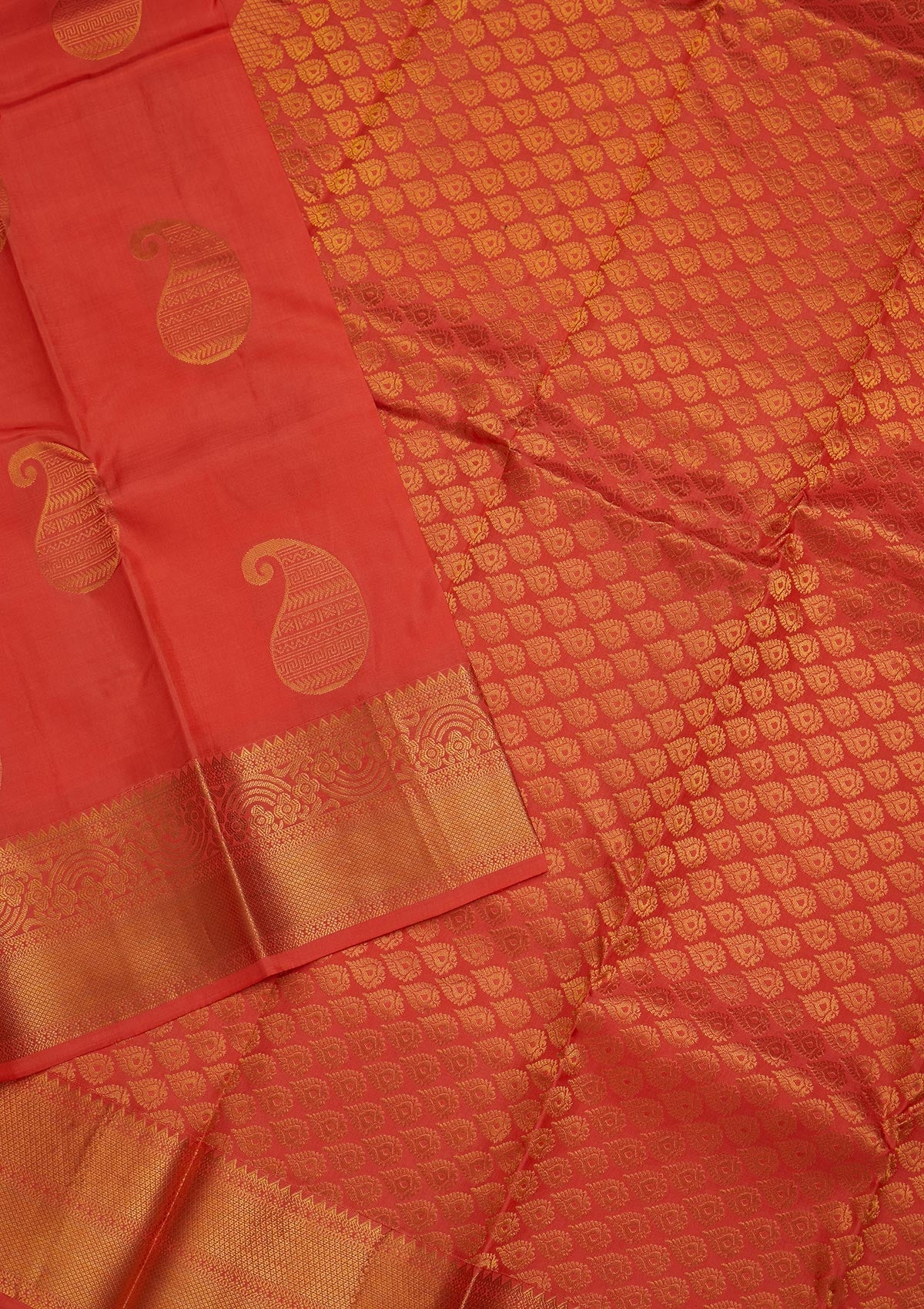 Peach Zariwork Pure Silk Saree-Koskii