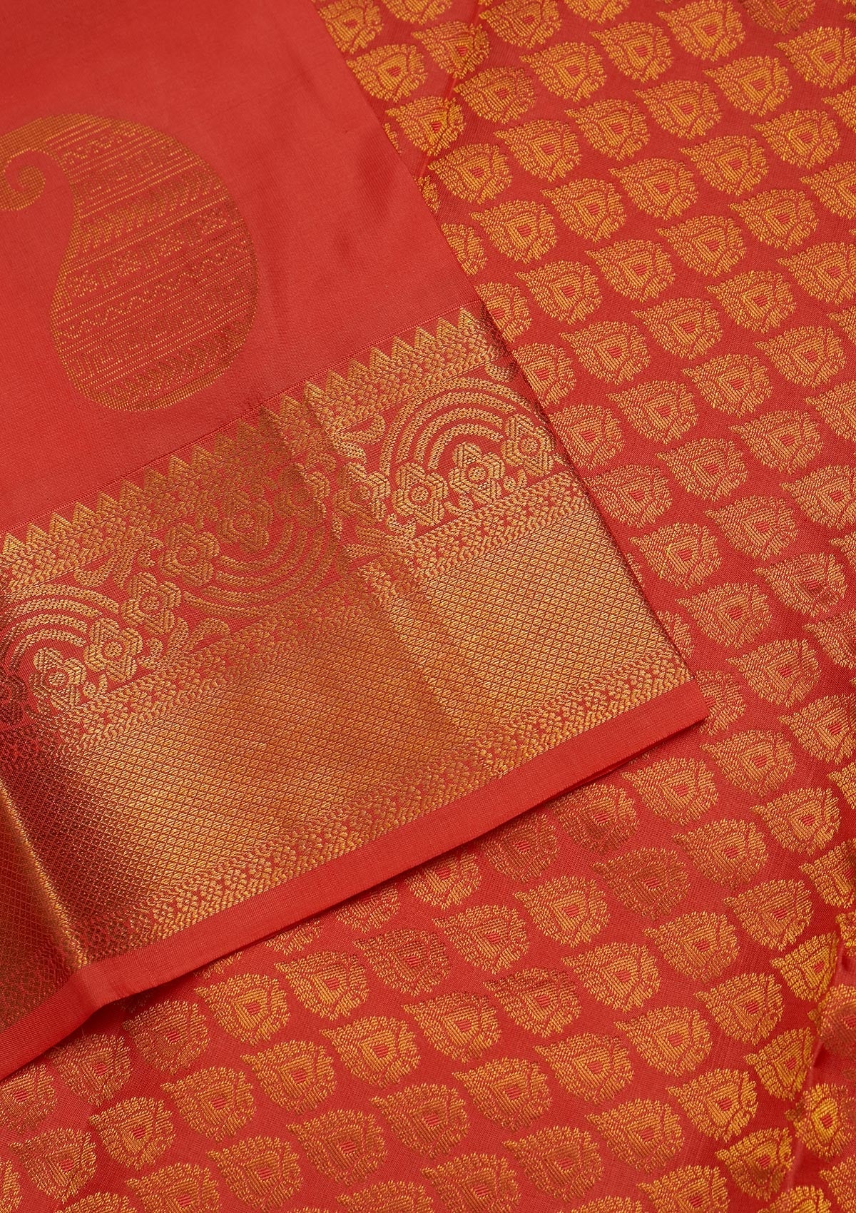 Peach Zariwork Pure Silk Saree-Koskii