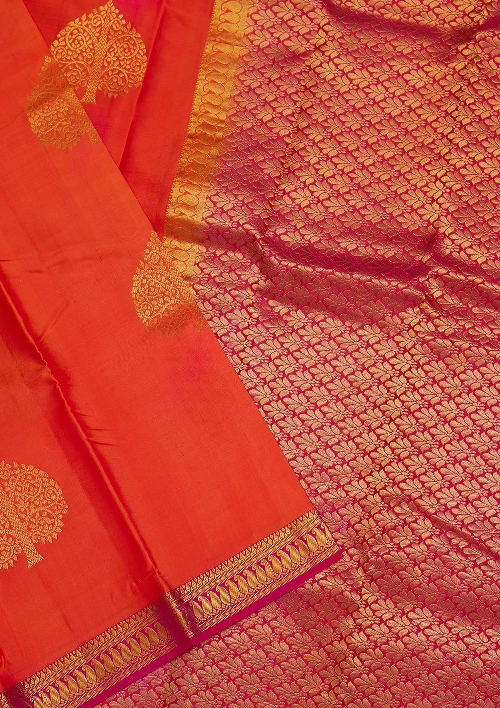 Orange Zariwork Pure Silk Saree-Koskii