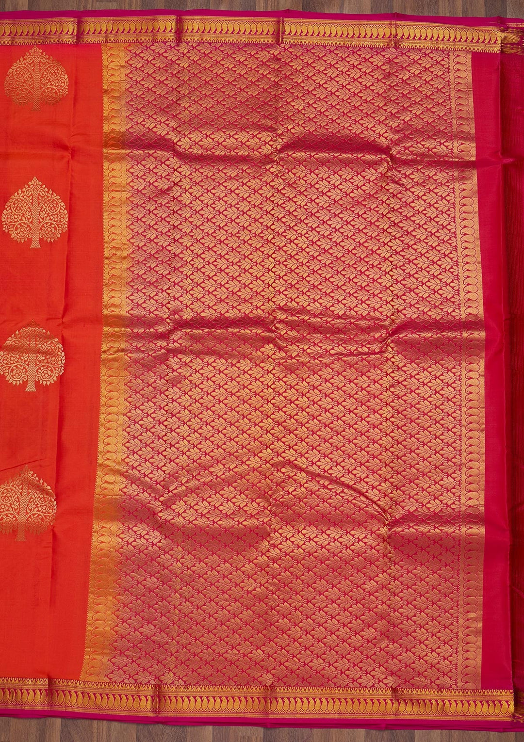 Orange Zariwork Pure Silk Saree-Koskii