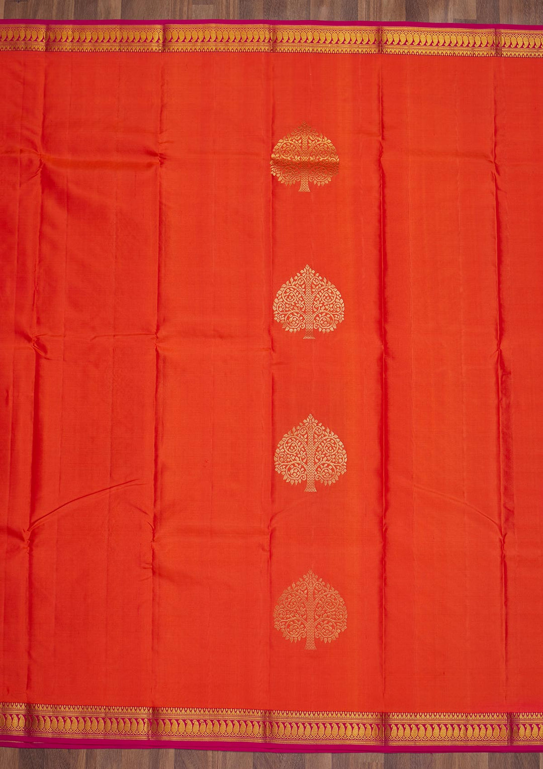 Orange Zariwork Pure Silk Saree-Koskii