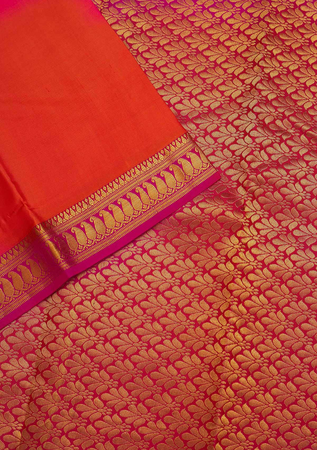 Orange Zariwork Pure Silk Saree-Koskii