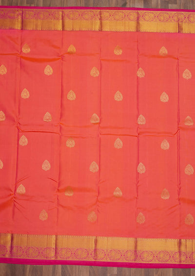 Peach Zariwork Pure Silk Saree-Koskii