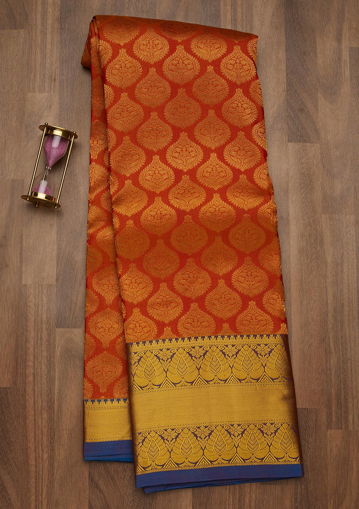 Peach Zariwork Pure Silk Saree-Koskii