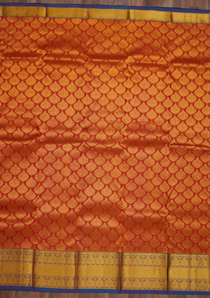 Peach Zariwork Pure Silk Saree-Koskii