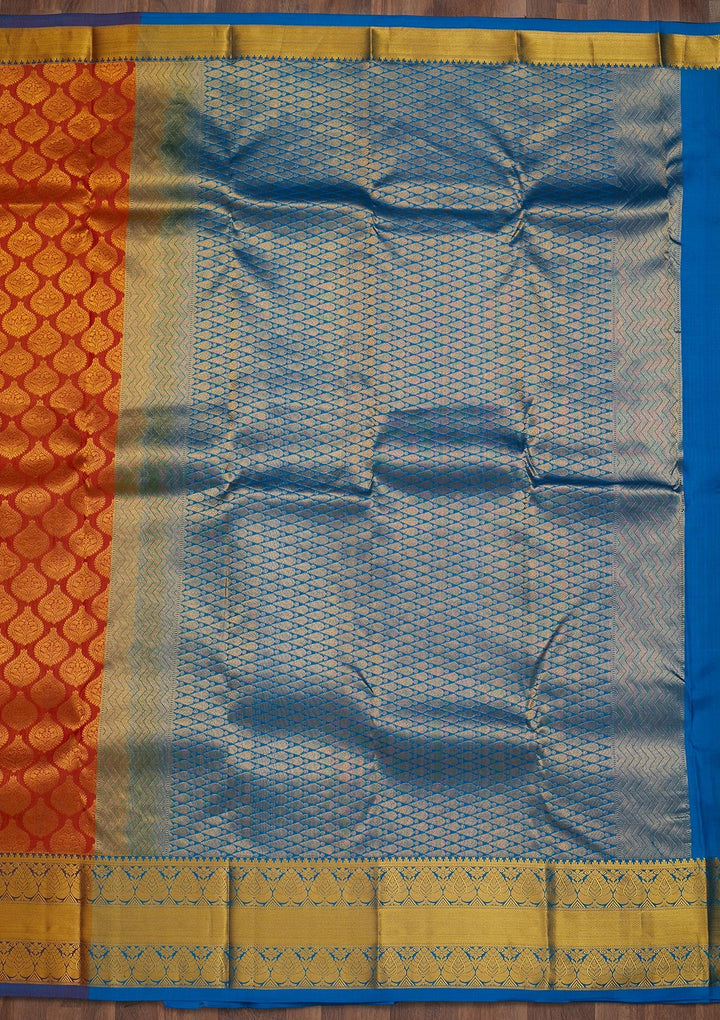 Peach Zariwork Pure Silk Saree-Koskii
